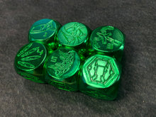 Load image into Gallery viewer, LIMITED Metal Enamel Dice set: Brandish Maiden Module Green Edition with Gacha